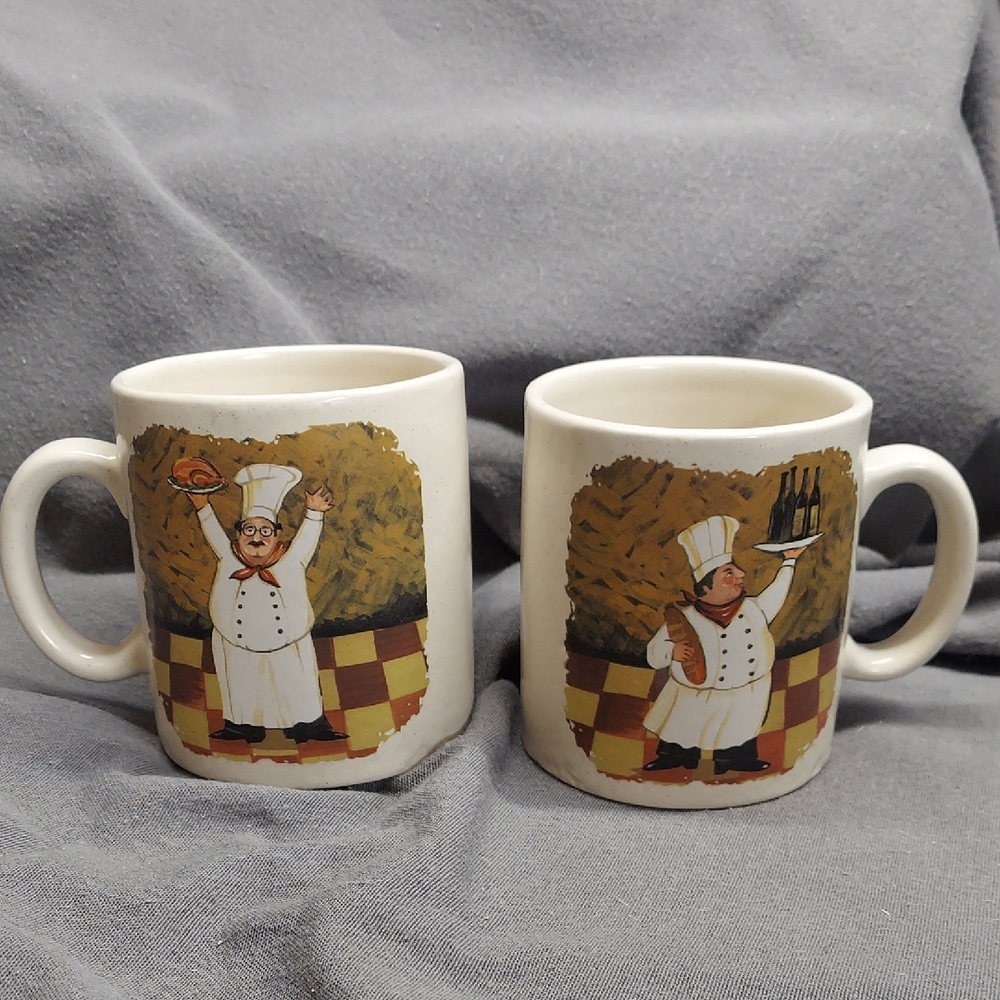Lillian Vernon Chef Design  Mugs,Cups - Set of 2,  Wine Cooking